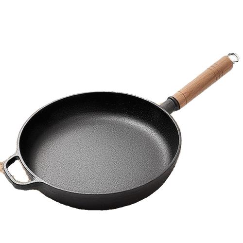 鑄鐵平底鍋不沾鍋無涂層牛排煎鍋烙餅鍋燃氣灶適用鐵鍋老式煎餅鍋