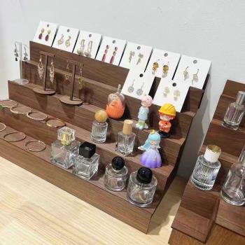 香水展示架香薰精油陳列架化妝品紫砂壺首飾架階梯木架文玩收納架