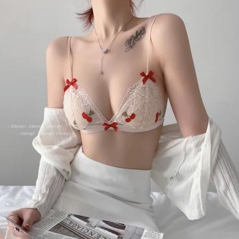 店鋪純欲蕾絲內衣女性感薄款大胸顯小無鋼圈小心機美背顯