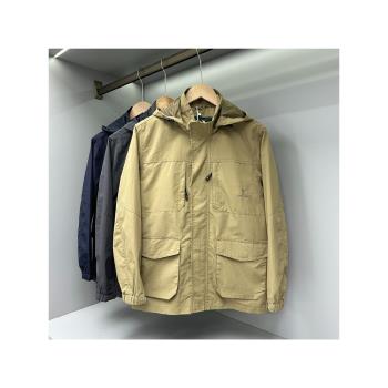 有大碼 專業機能抗撕裂面料男士戶外防風防水連帽沖鋒衣外套