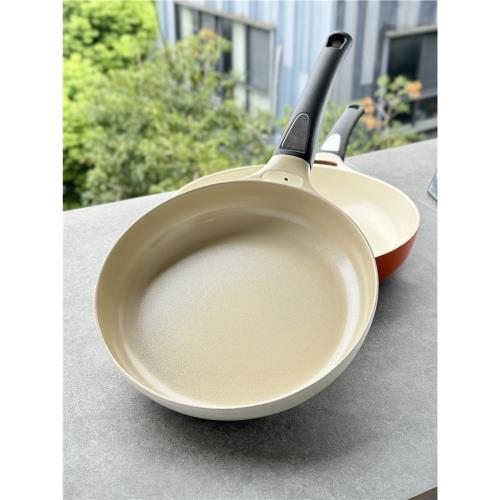 虞媽媽 出南美洲高端尾貨 24/28CM陶瓷琺瑯煎鍋 燃氣電磁爐通用