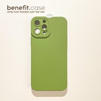 Benefit簡約純色清新芥末綠高級感16適用15蘋果14手機殼iphone14promax液態iphone13矽膠12新款11pro防摔女男