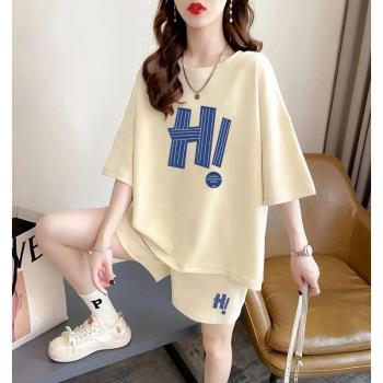 夏天睡衣女款短袖短褲兩件套網紅純棉寬松運動家居服套裝可外穿