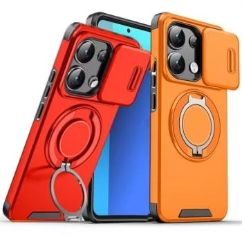 適用紅米Note13Pro手機殼推拉窗支架RedmiNote13磁吸保護套小米POCOX6全包鏡頭防摔5G男女款無線充情侶手機套