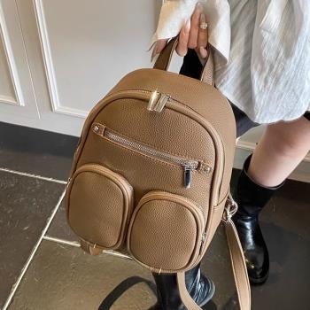 歐美休閑百搭小眾雙肩包包女式復古大容量書包出遊旅行包後揹包