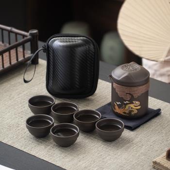 遇熱變色茶壺紫砂旅行茶具套裝便攜包戶外貓耳快客杯防燙茶水分離