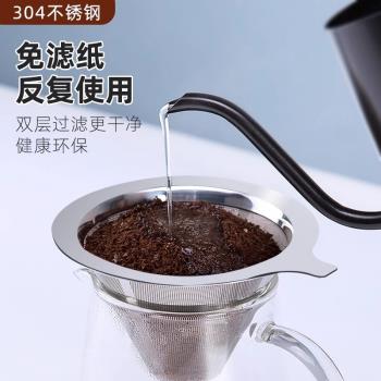 不銹鋼咖啡過濾器1200目手沖咖啡過濾漏斗雙層免濾紙茗茶濾網