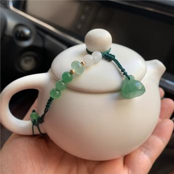 原創手工編織紫砂壺蓋防摔繩東陵玉蓮蓬茶壺杯蓋繩綁壺繩茶具配件