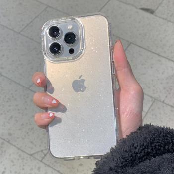 適用於蘋果手機殼16promax手機殼iphone14閃粉透明11高階感12網紅新款情侶爆款xr矽膠軟殼xs硬殼7/8p手機套15