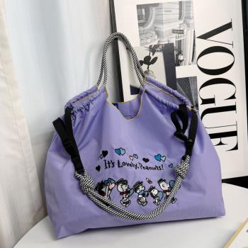 ball chain日系刺繡史努lovely環保購物袋通勤包上學上班帆布包女