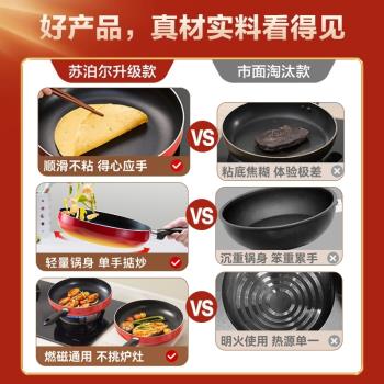 蘇泊爾平底鍋不粘鍋家用小煎鍋煎蛋餅牛排煎鍋電磁爐燃氣灶通適用