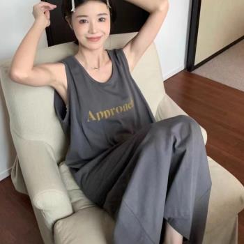 純色可外穿百搭睡裙女夏季背心性感寬松ins網紅風連衣裙美式甜美