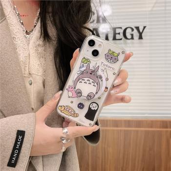 日系可愛卡通龍貓磁吸支架適用蘋果16promax手機殼情侶iPhone14新款15pro小眾11女13防摔12矽膠14pro保護套軟