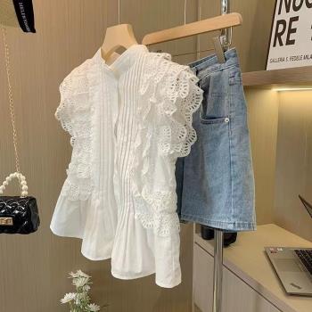 夏季小個子套裝2025年新款荷葉邊無袖上衣牛仔短褲小洋裝兩件套女