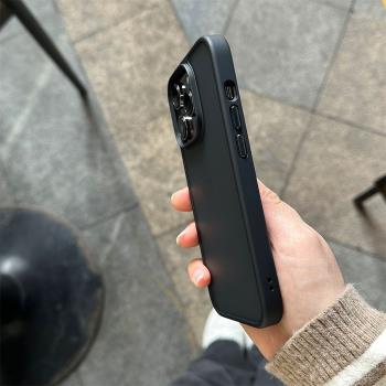 磨砂黑色矽膠防摔保護套透明蘋果