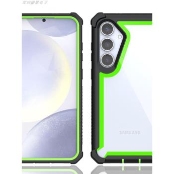 適用三星s21Plus透明背板雙面防摔手機殼s21Ultra撞色矽膠保護套
