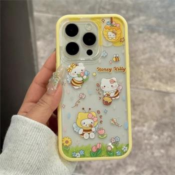 蜜蜂凱蒂適用於蘋果15pro手機殼14二合一IPHONE12pro氣質13promax犀牛盾個性高級平替平果可愛保護防摔保護套