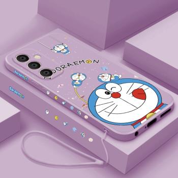 適用三星a55手機殼新款Galaxy A55卡通液態矽膠軟殼男女潮牌Samsung鏡頭全包防摔保護套5G個性創意外殼藍胖子