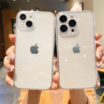 簡約透明直邊軟殼適用iphone15promax蘋果14手機殼13pro男女12全包矽膠xsmax防摔7/8plus商務時尚xr/11保護套