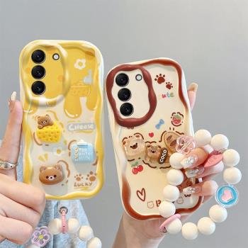 適用三星S21手機殼卡通可愛女galaxy s21+保護套ins風日韓samsung立體公仔s21ultra矽膠時尚s21 fe透明手鏈潮