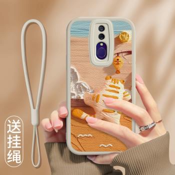 趴墻貓適用oppoa9手機殼可愛a11x網紅卡通a8矽膠a7x外殼a11s鏡頭全包OPPO防摔a9x新款a5情侶a5s高階掛繩軟套