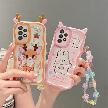 適用三星A32 4G手機殼個性可愛女生samsung a32矽膠時尚學生galaxy a32保護套ins風卡通潮女sx a32手鏈小清新
