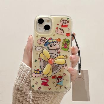 旋轉卡通支架適用三星s24+手機殼S21fe/Note20創意風扇A22/A55/A54/S10矽膠s23ultra趣味S22FE/S21+防摔S20
