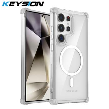 適用三星S24 Ultra透明手機殼S24+車載磁吸支架保護殼三星S24無線充電氣囊防摔時尚創意個性簡約男女款保護套