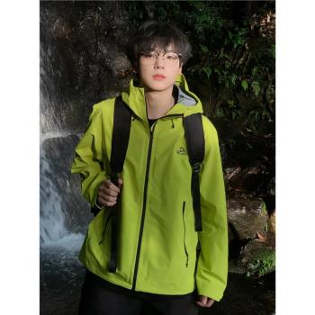 【巖殼】戶外硬殼沖鋒衣男潮牌痞帥連帽登山運動夾克防風防水外套