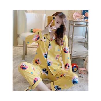 開衫長袖長褲睡衣套裝女生春秋夏季可外穿休閑舒適家居服寬松女裝