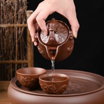 紫砂壺大容量中式陶瓷一套家用泡茶手工茶具茶壺茶杯茶盤套裝龍壺