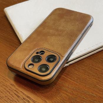 高階感復古皮紋適用iphone15proamx手機殼蘋果16男款15商務16pro高檔奢華13網紅超火14pro新款14創意12pm防摔