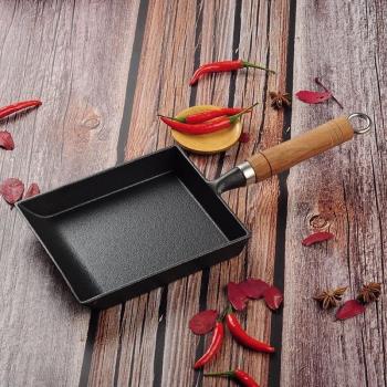 鑄鐵玉子燒煎鍋日式雞蛋卷方形煎蛋鍋無塗層不粘鍋多功能平底鍋