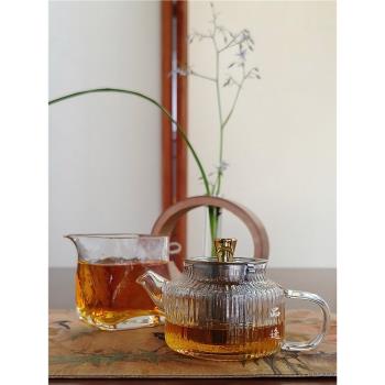 玻璃小茶壺耐高溫加厚一人用迷你精緻透明帶過濾泡茶壺套裝單壺