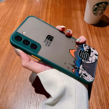 適用三星S22手機殼潮牌公路SamsungS21+磨砂S22ultra透明S21fe全包超薄防摔套女款耐臟新款男個性硬殼軟側邊