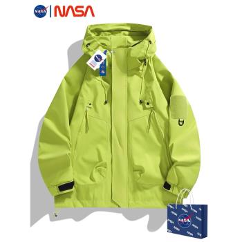 NASA聯名潮牌戶外沖鋒衣春秋季男士新款寬松工裝防風防水夾克外套