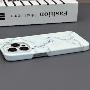 白大理石紋適用iPhone14ProMax手機殼蘋果13硬殼12磨砂iPhone11菲林XR/XSMAX個性保護套15PRO/16簡約男女款