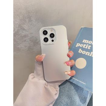 高階感小眾電鍍純色銀適用蘋果16promax手機殼iphone15pro全包14防摔13磨砂12保護套11max矽膠軟殼新款男女款