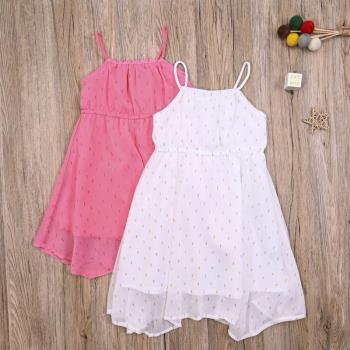 H家外貿歐美 女童夏款雪紡裙禮服裙子洋裝公主裙吊帶裙收腰連衣裙