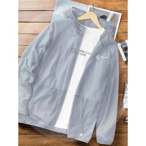 耐克頓冰絲連帽防曬衣男士夏季透氣速干寬松戶外釣魚防曬皮膚衣