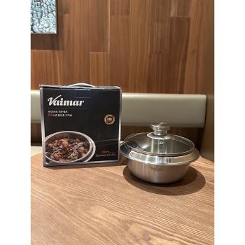 出韓國304不銹鋼油炸鍋米飯鍋三層鋼一體成型物理不粘湯鍋帶蓋