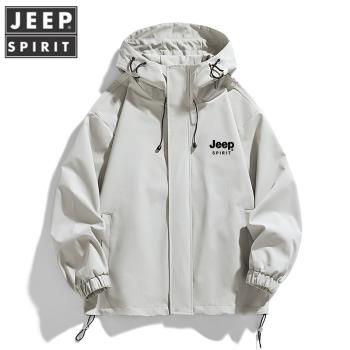 JEEP男士外套春秋韓版潮流2025新款夾克痞帥潮牌防風沖鋒衣登山服