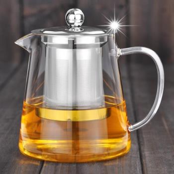 高硼矽耐熱玻璃茶壺透明功夫茶具泡茶壺不銹鋼過濾花茶壺
