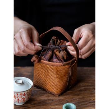 布袋戶外便攜式旅行茶具手提袋快客杯主人杯收納包藤編香雲紗布藝