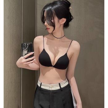 美背前扣內衣女超薄款夏季小胸聚攏法式三角杯無痕細帶文胸比基尼