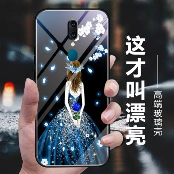 適用oppoA9手機玻璃殼新款oppoa9x個性創意超薄矽膠全包防摔保護套唯美時尚網紅女士潮牌高階手機殼薔薇女孩