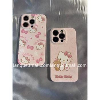 粉色可愛貓適用蘋果14promax手機殼iPhone13/14新款12全包菲林殼11女款14pro超薄13promax卡通xr/xs防摔