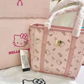 helloKitty凱蒂貓水桶包小眾百搭經典印花質感波士頓包大容量女款