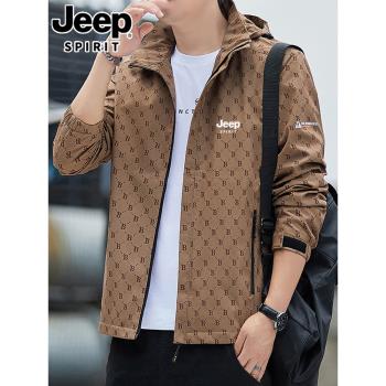 jeep吉普潮牌夾克男士春秋2025新款韓版潮流春裝上衣服春季外套男