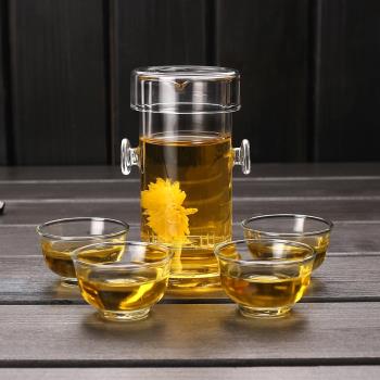 泡茶玻璃茶壺功夫普洱過濾茶水分離紅雙耳杯套裝茶具家用單沖茶器